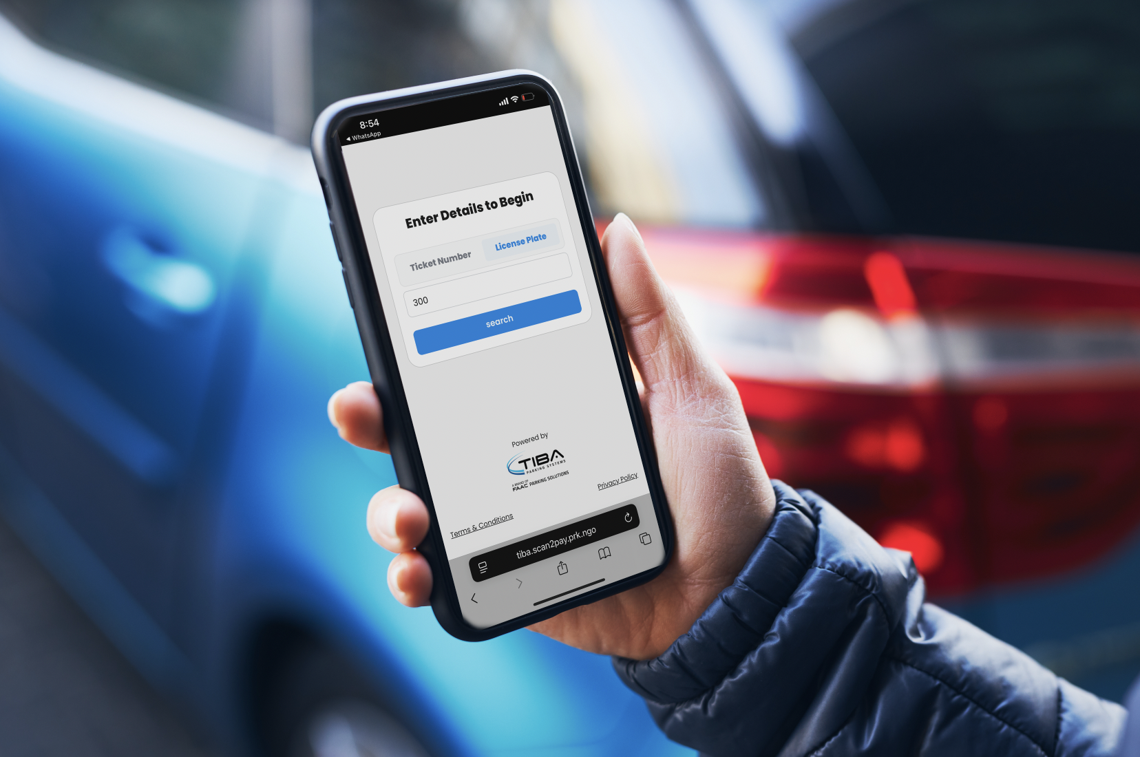 scan to pay car in background